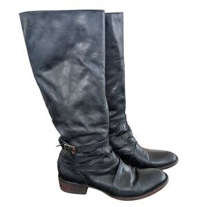 🦅 Freebird by Steven Oak Black leather distressed calf boots Size 10 🦅